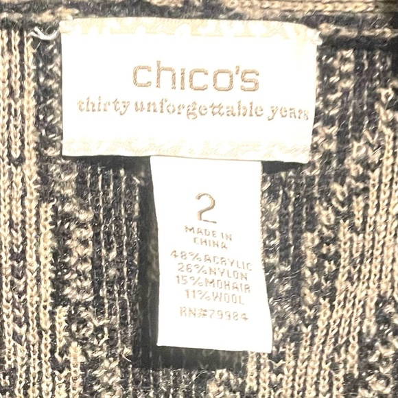 Chico's Sz Large (2) Alicia Long Duster Cardigan Mohair Wool Blend Animal Print - Picture 4 of 7